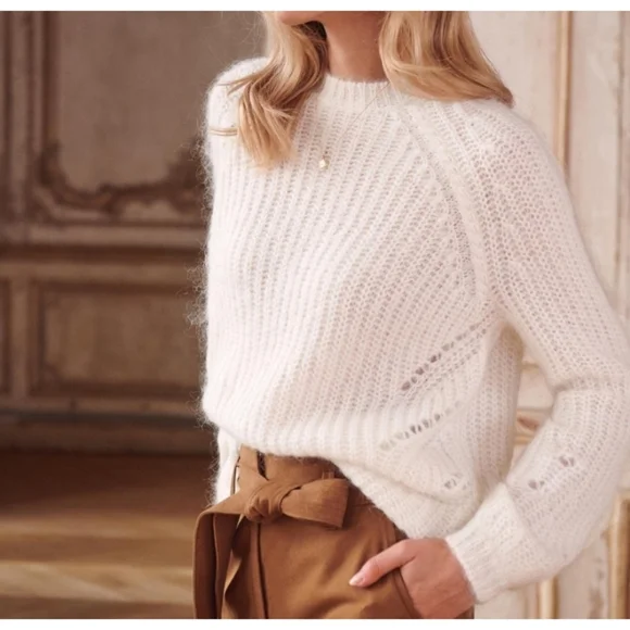 Sezane Dwell Jumper Knit Sweater, Size Medium, Color Ecru - Picture 1 of 3